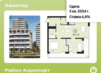 Продается трехкомнатная квартира, 85.3 м2, Новосибирск, ЖК Авиатор, жилой комплекс Авиатор, 2