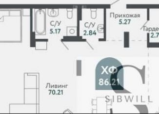 Квартира на продажу студия, 86.4 м2, Новосибирск, Военная улица, 51, метро Октябрьская