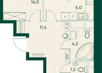 Продается 3-комнатная квартира, 68.5 м2, посёлок городского типа Яблоновский