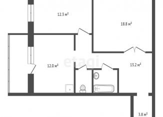 2-комнатная квартира на продажу, 63 м2, Красноярский край, улица Калинина, 37