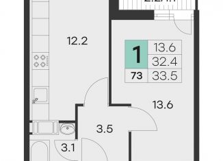 Продажа 1-комнатной квартиры, 33.5 м2, Хотьково