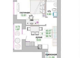 Продам 1-ком. квартиру, 39.1 м2, Зеленоградск, улица Тургенева, 16А