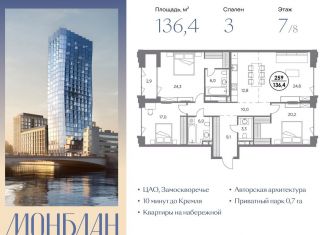 Продаю трехкомнатную квартиру, 136.4 м2, Москва, Шлюзовая набережная, 2/1с1, метро Серпуховская