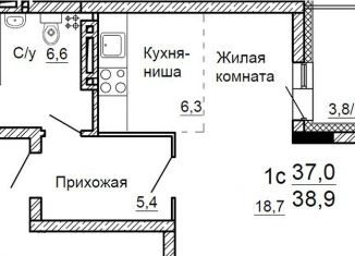 Продаю 1-ком. квартиру, 38.9 м2, Новосибирск, улица Петухова, 170, Кировский район