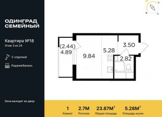 Квартира на продажу студия, 23.9 м2, Одинцово, ЖК Одинград квартал Семейный, микрорайон Клубничное Поле, 4