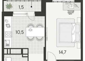 1-ком. квартира на продажу, 38.5 м2, Омск