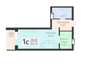 Продается 1-комнатная квартира, 30.3 м2, Воронеж, Покровская улица, 19, Коминтерновский район