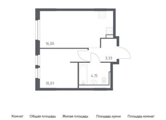 Продается 1-комнатная квартира, 38.4 м2, деревня Новосаратовка, Невская Долина, 1.3