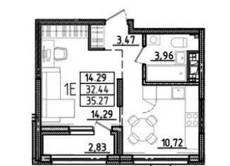 Продается однокомнатная квартира, 35.3 м2, Пенза, Октябрьский район