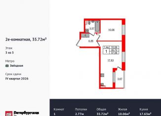 Продажа однокомнатной квартиры, 35.7 м2, Санкт-Петербург