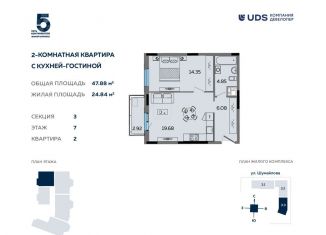 2-ком. квартира на продажу, 47.9 м2, Ижевск