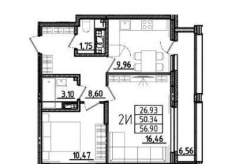 Продается двухкомнатная квартира, 56.9 м2, Пензенская область