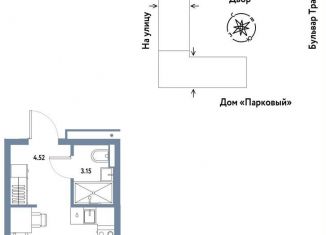 Продажа квартиры студии, 23.1 м2, Тюмень, Калининский округ, улица Новосёлов, 100