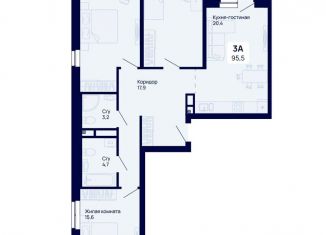 3-ком. квартира на продажу, 95.5 м2, Екатеринбург, метро Уральская