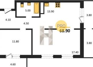 Продаю двухкомнатную квартиру, 68.9 м2, Новосибирская область