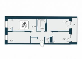3-комнатная квартира на продажу, 95.4 м2, Новосибирская область