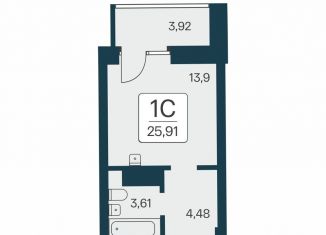 Продажа квартиры студии, 25.9 м2, Новосибирск, метро Речной вокзал