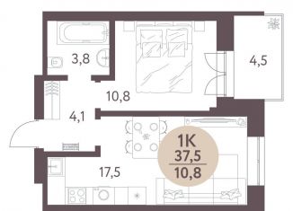 1-комнатная квартира на продажу, 37.5 м2, Новосибирск