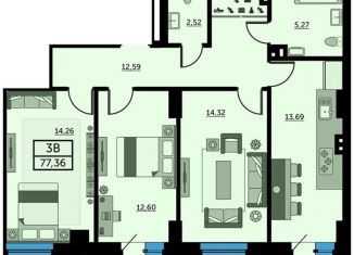 Продам трехкомнатную квартиру, 77.2 м2, Ростовская область, улица 23-я Линия, 54с7