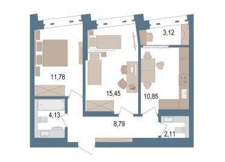 Продается 2-комнатная квартира, 54.8 м2, Уфа, улица Пархоменко, 156Е, ЖК Видинеевский