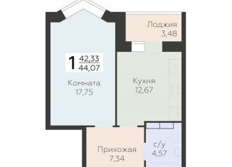 Продаю 1-ком. квартиру, 44.1 м2, Орёл, Заводской район, улица Панчука, 83