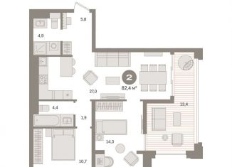 Продается двухкомнатная квартира, 83.2 м2, Москва, метро Бутырская