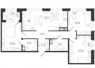 Продам 3-комнатную квартиру, 82.5 м2, Санкт-Петербург, метро Обводный канал