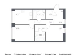 Продаю 2-ком. квартиру, 61.6 м2, Москва, ЗАО, жилой комплекс Нова, к2