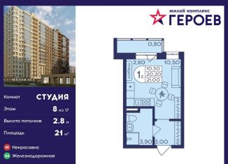 Продается квартира студия, 21 м2, Балашиха, ЖК Героев