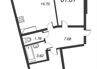 Продается 2-ком. квартира, 64.3 м2, Мурино