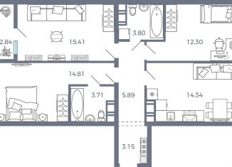 3-ком. квартира на продажу, 76.3 м2, село Николаевка