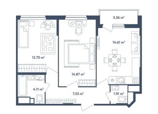 Продам 3-ком. квартиру, 57.4 м2, поселок Мещерино