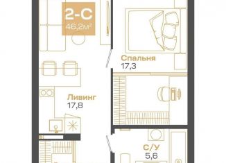 1-комнатная квартира на продажу, 46.2 м2, Новосибирская область