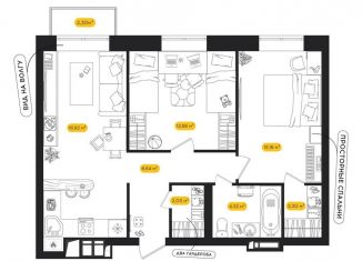 Продам 2-комнатную квартиру, 60.7 м2, Астрахань