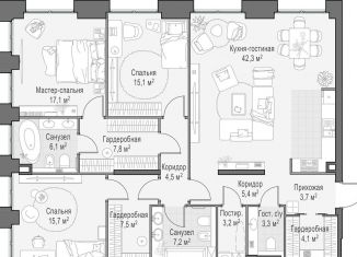 Продам трехкомнатную квартиру, 143.8 м2, Москва, метро Улица 1905 года