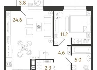 Продается 1-комнатная квартира, 47.7 м2, Санкт-Петербург, Фрунзенский район