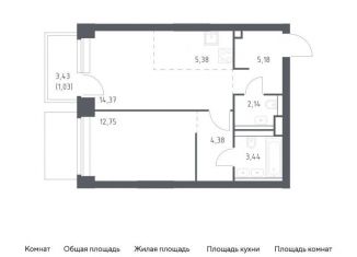 1-комнатная квартира на продажу, 48.7 м2, Москва, жилой комплекс Нова, к2, метро Минская