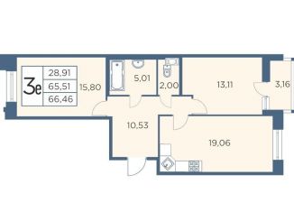 2-ком. квартира на продажу, 66.5 м2, Санкт-Петербург, Большой Сампсониевский проспект, 70к3, ЖК Новый Лесснер