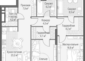 Продам 2-ком. квартиру, 99.5 м2, Москва, метро Беговая