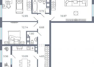 Продается трехкомнатная квартира, 72.6 м2, Самарская область