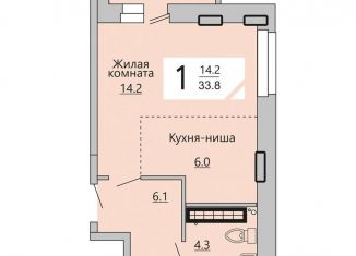 Продаю 1-комнатную квартиру, 33.8 м2, Чебоксары, Солнечный бульвар, поз8, Калининский район