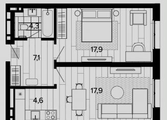 Продается 1-комнатная квартира, 51.8 м2, Алтайский край, Змеиногорский тракт, 35Бк2