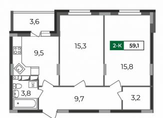 Продается 2-комнатная квартира, 59.1 м2, Владимир, Сталинградский бульвар, 7, Октябрьский район