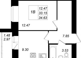 Продам 1-ком. квартиру, 34.6 м2, село Осиново, улица Гайсина, 2Б, ЖК Радужный