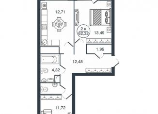 Продажа 2-ком. квартиры, 64.1 м2, Тверь