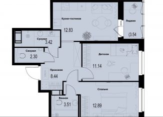 Продаю двухкомнатную квартиру, 56.3 м2, Мурино