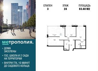 Продам 3-ком. квартиру, 83.4 м2, Москва, Волгоградский проспект, 32/3к4