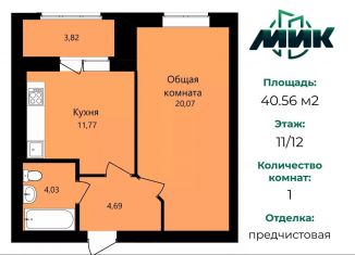 Продажа однокомнатной квартиры, 40.6 м2, Мордовия, улица Филатова, 11