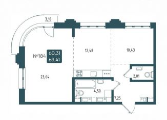 Продается двухкомнатная квартира, 63.4 м2, Иркутск