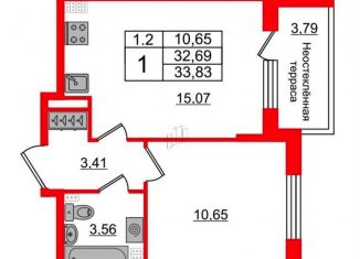 Продам 1-ком. квартиру, 33.8 м2, Санкт-Петербург, Московский район, Пулковское шоссе, 99к6